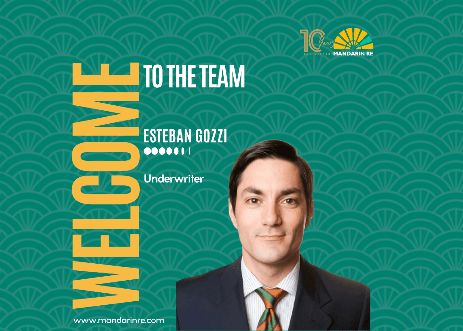 Mandarin Re Welcomes Esteban Dimas Gozzi as Underwriter